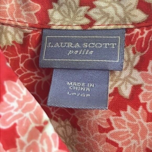 EUC Laura Scott  long roll tab sleeve top large petite - Picture 2 of 5